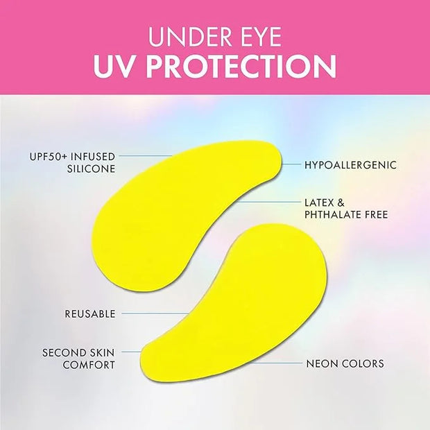 Hypoallergenic Sun-Screen Under Eye Patches, 100% Silicone UPF-50 UV Protection, Reusable, 1 Pack/4 Pairs, Yellow (Golf, S...