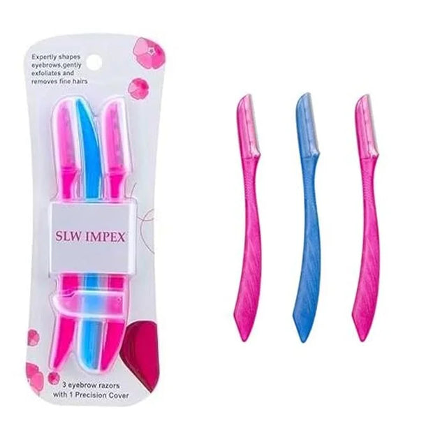 Eyebrow Razors for Women and Men – 3-Pack Facial Hair Remover and Exfoliating Dermaplaning Tool for Eyebrows, Upper Lip, C...