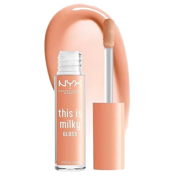 NYX PROFESSIONAL MAKEUP This Is Milky Gloss, Vegan Lip Gloss, 12 Hour Hydration - Milk & Hunny (Sheer Light Honey) - Produ...