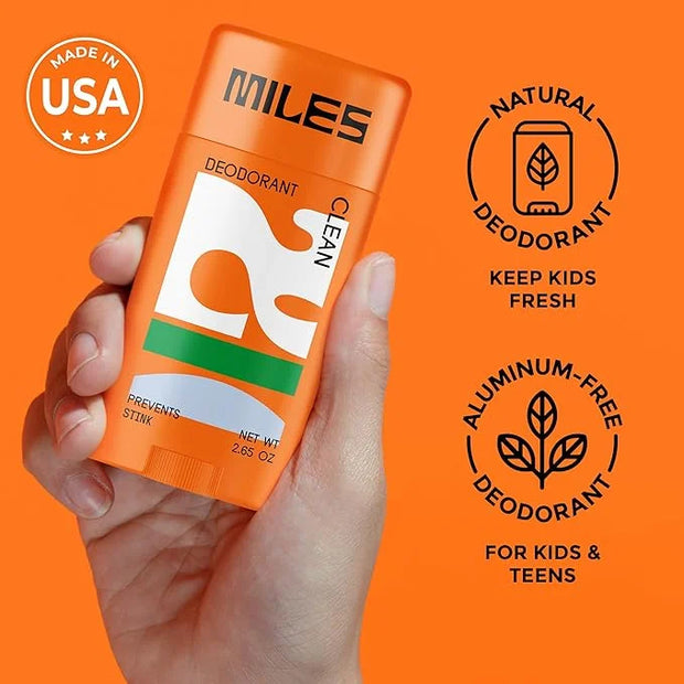 Miles Kids Deodorant for Boys and Girls - Aluminum Free Deodorant for Kids and Teens, Natural, Hypoallergenic, Made in USA...