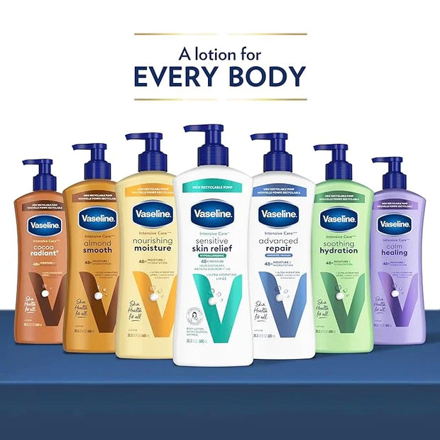 Vaseline Intensive Care Calm Healing Body Lotion 3 count for Dry Skin Made with Ultra-Hydrating Lipids and Lavender Extrac...