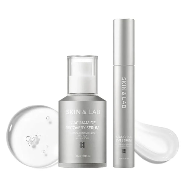 [SKIN&LAB] Crow Feet and Pore Care Vegan Skincare Set: Includes Bakuchiol Eye Serum and Niacinamide Serum - Product Image
