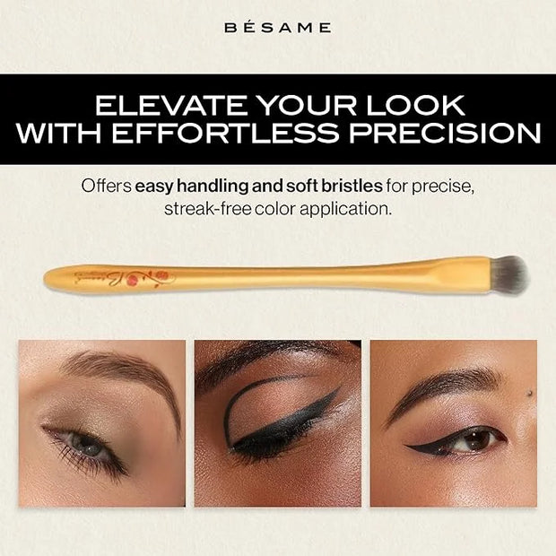 BESAME 3 Eyeshadow Duo & Shadow Brush Set – Socialite Brown, Pistachio, Plum Dandy – Ultra-Blendable Matte & Shimmer with ...