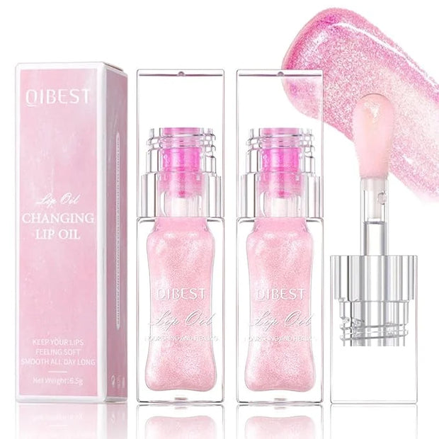 Magic Color Changing Lip Oil, PH Temperature Color Change Lip Glow Oil Plumping Lip Gloss with Big Brush, Non-sticky Moist...