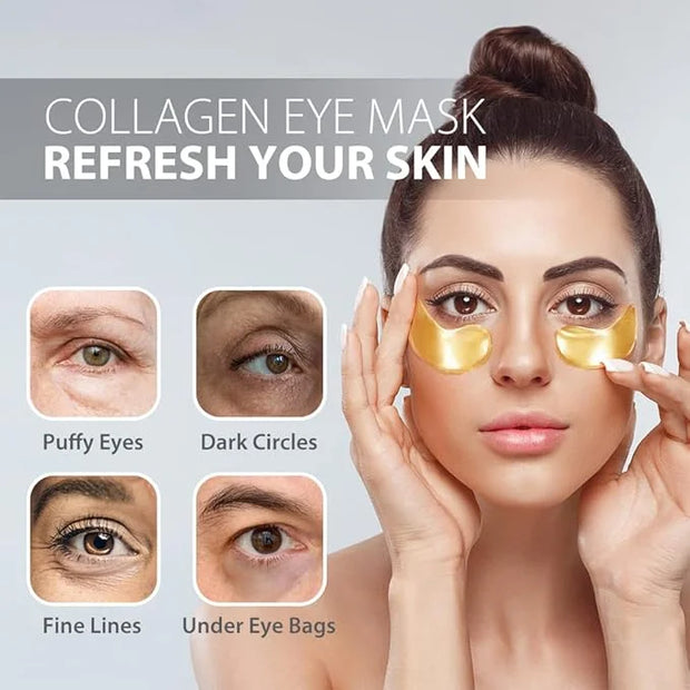 NEWGO Under Eye Mask Patches 20 Pairs Eye Gel Pads, 24K Gold Under Eye Pads Eye Mask Moisturizer Natural Collagen Eye Gels...