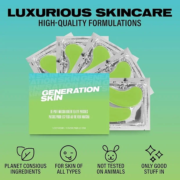 Eye Patches for Dark Circles and Puffiness, Under Eye Mask with Hyaluronic Acid and Matcha Green Tea, Vegan and Cruelty-Fr...