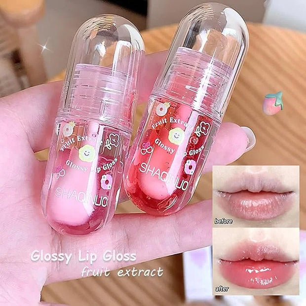 4 Pcs Lip Gloss Oil Set, Fruit Flavored Lip Gloss Set Cute Lip Jelly Hydrating Lip Make-Up for Kids and Teens, Kid Friendl...