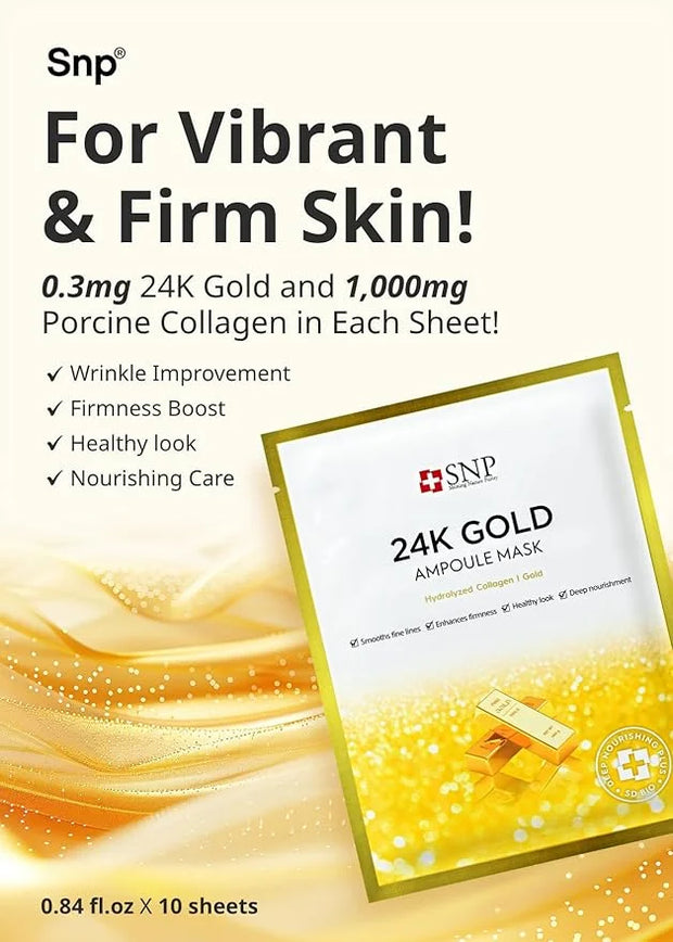 SNP [K Beauty Bird's Nest Aqua Eye Patch & 24K Gold Ampoule Sheet Mask - Product Image