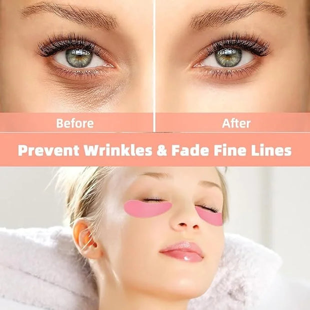 3 Pairs Silicone Reusable Eye Patches Eye Wrinkle Patches Under Eye Patches Mask for Plump Fine Lines & Wrinkles (Pink+Whi...