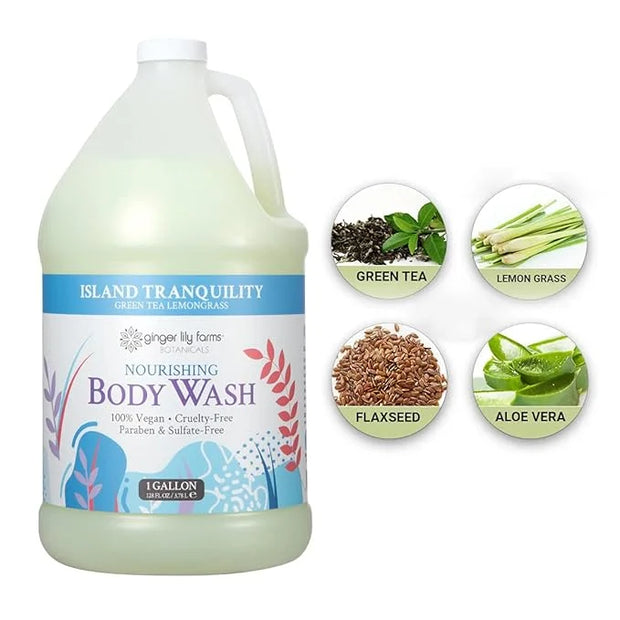 Ginger Lily Farms Botanicals Nourishing Body Wash, Island Tranquility, 100% Vegan & Cruelty-Free, Green Tea & Lemongrass S...