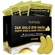 Under Eye Patches(24K Gold 15 Pairs), Gel Eye Mask for Reduce Dark Circles, Puffy Eyes,Undereye Bags, Wrinkles,-with Hyalu...