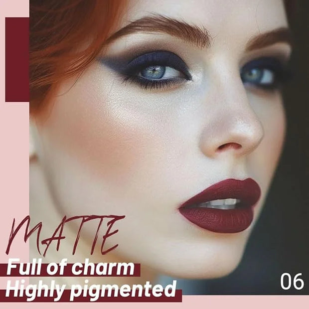Matte Liquid Lipstick,Dark Red Liquid Lip Stains, Long Lasting Waterproof Lip Gloss Makeup, Velvet Non-Stick Cup Lips Stai...