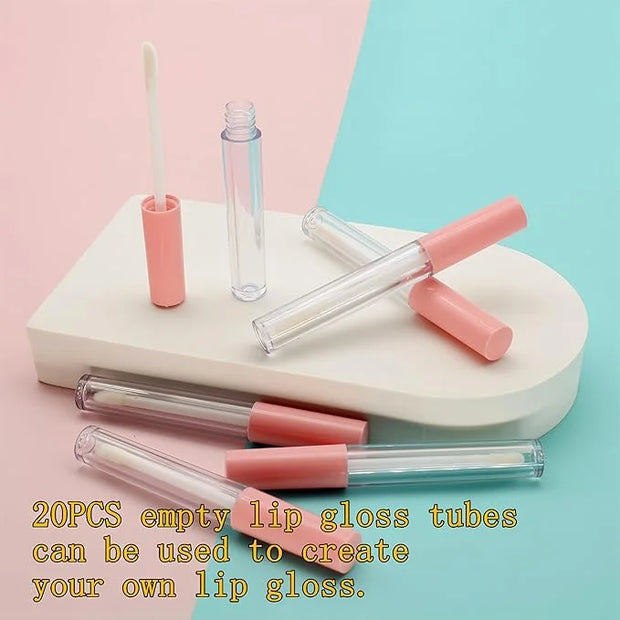 10cm Empty Lip Gloss Tubes With Wand Lipgloss Tubes Cute With Pink Lids Lip Balm Bulk Refillable Cosmetic Containers Diy L...