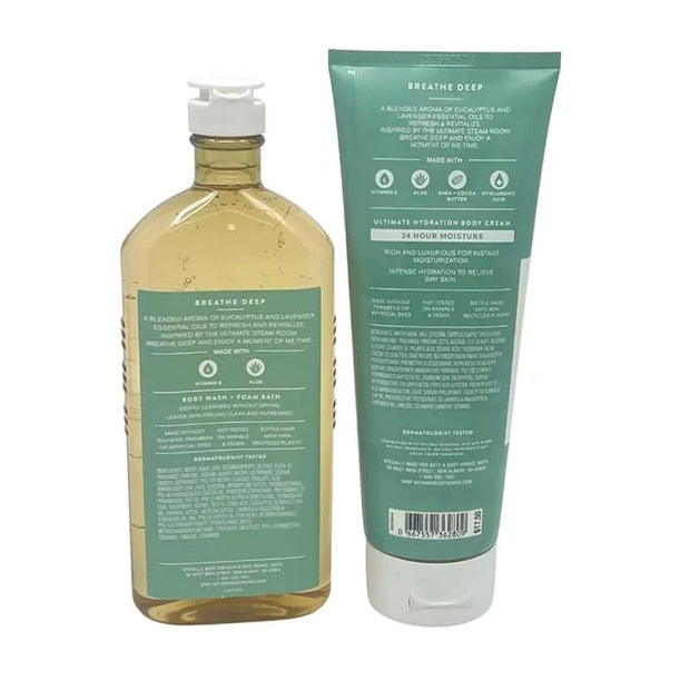 Bath & Body Works DEEP BREATHE Eucalyptus & Lavender 2-piece bundle - Body Wash and Body Cream - Product Image
