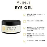 Peptide Power Anti-Aging Eye Gel For Men with Peptide Complex - Daily Wrinkle Creamy Gel - Line Smoothing For Wrinkles, Da...