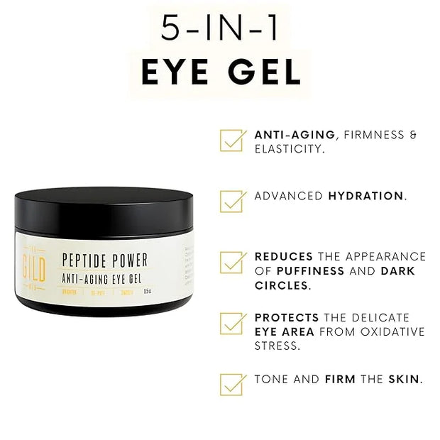 Peptide Power Anti-Aging Eye Gel For Men with Peptide Complex - Daily Wrinkle Creamy Gel - Line Smoothing For Wrinkles, Da...