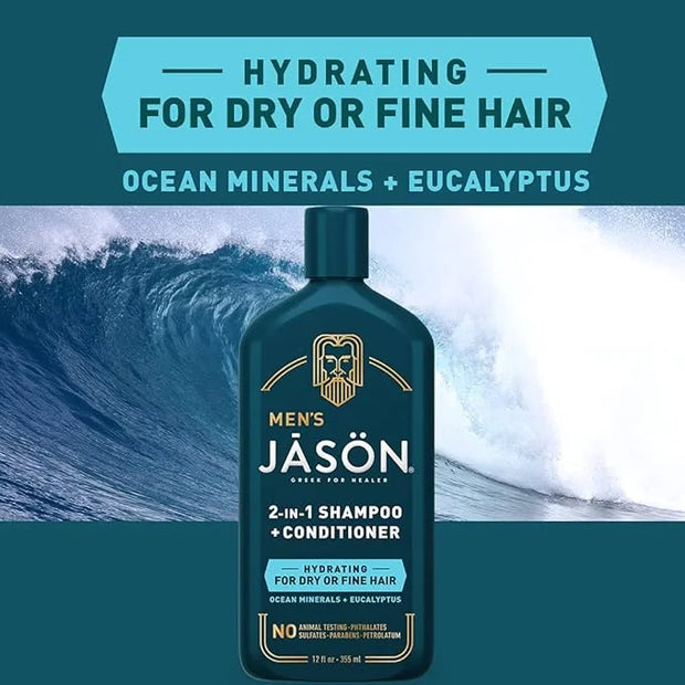 Jason Men's Hydrating 2-in-1 Shampoo and Conditioner, 12 oz - Product Image