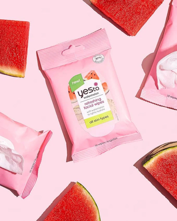 Yes To Watermelon Skincare Essentials Set – Face Wipes, Hand Cream, Lip Balm, Hydrating Moisturizer, - Product Image