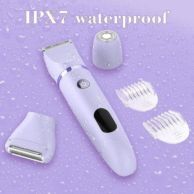 3-in-1 Electric Razor IPX7 Waterproof Bikini Trimmer Wet & Dry Use Painless Personal Trimmer Groomer for Ladies Face Body ...