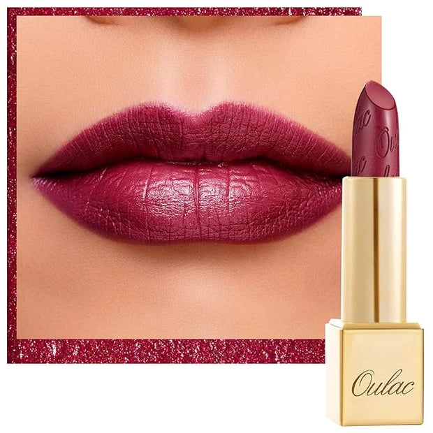 Oulac Wine Red Lipstick for Women with Metallic 3D Shine Lightweight Hydrating Formula, High Impact Lip Color, Vegan Beaut...