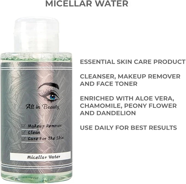 All in beauty Micellar Lotion Cleansing Water, Toner, Make-up Remover for All Skin Types, After Waxing, During and After M...