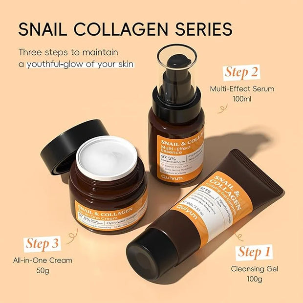 All About Snail Mucin Kit Korean Skin Care Set, Collagen Skincare Gift Set Hydrating & Lifting Skin, Snail Skin Care Produ...