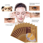 MEICOLY 30 Pads Lip and Eye Mask Sheet Moisturizing Gold Under Eye Mask Gel Crystal Collagen Anti-Aging Eye Patches Dark C...