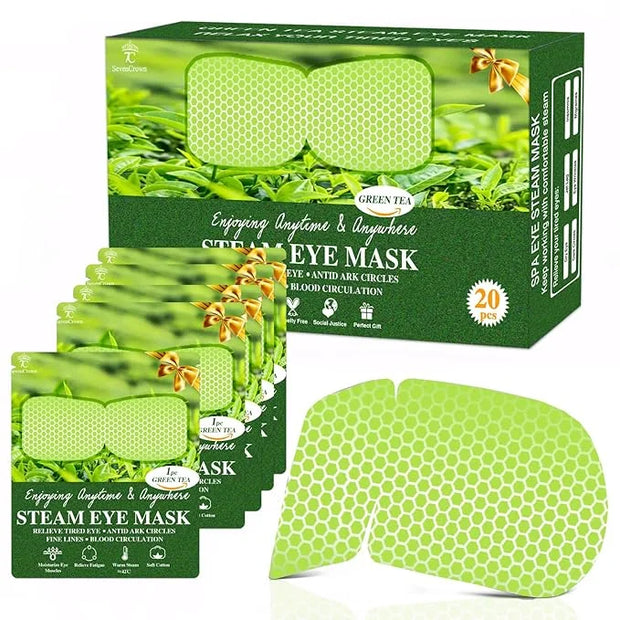 20 Packs Green Tea Scented Steam Eye Mask, Heated Eye Compress for Dry Eyes, Self Heating Eye Masks for Sleep, Spa, Travel...