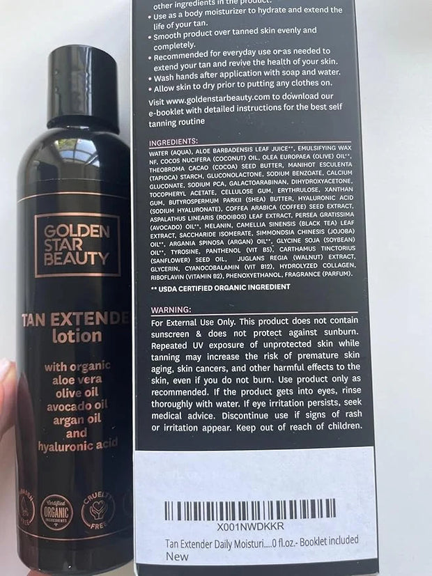 Tan Extender Daily Moisturizer - Best After Tanning Lotion w/Organic Oils and Hyaluronic Acid to Extend Your Tan from Sunl...