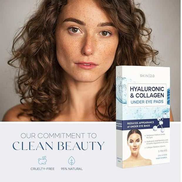 Hyaluronic Acid and Collagen Under Eye Patches - Anti-aging, Reduces Eye Bags & Wrinkles, Firming & Hydrating Eye Pads - C...