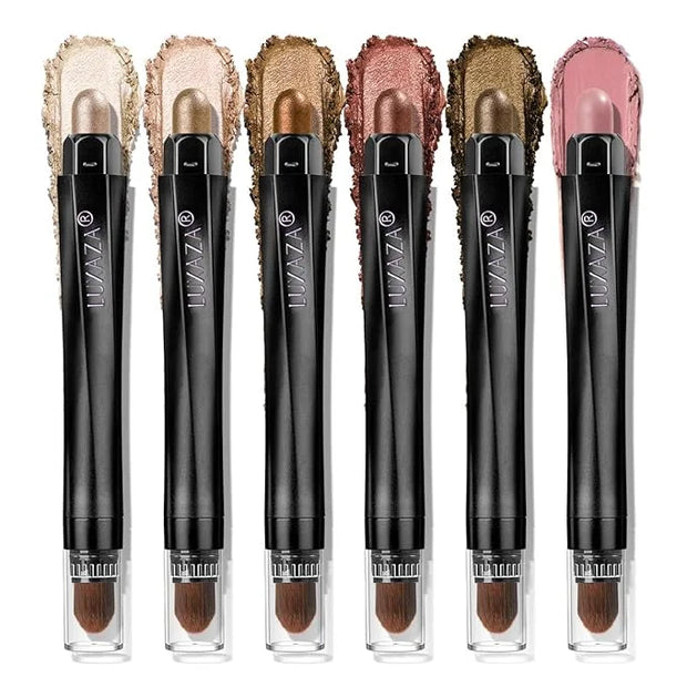 Neutral Eyeshadow Stick Makeup Set, Metallic Shimmer Matte Cream Eye Shadow Eyeliner Brightener Pencil Crayon - Classic 6P...