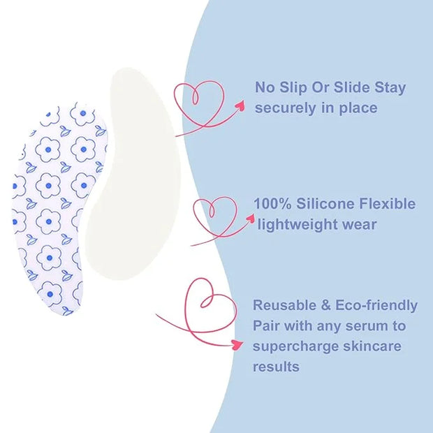 Reusable Eye Patches, 2 Pairs Silicone Under Eye Patches for Fine Lines & Dark Circles with Metal Eye Cream Applicator, Vi...