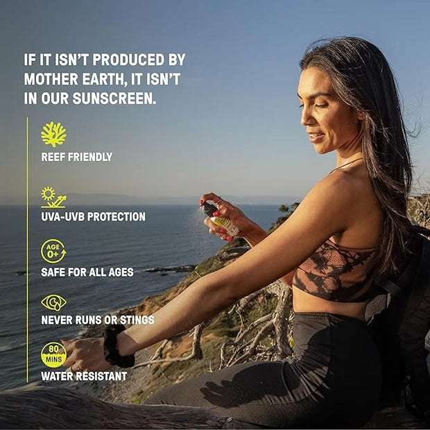 Raw Elements Face + Body Spray SPF 50 All-Natural Mineral Sunscreen - Reef Safe, Water Resistant, Broad Spectrum UVA/UVB P...