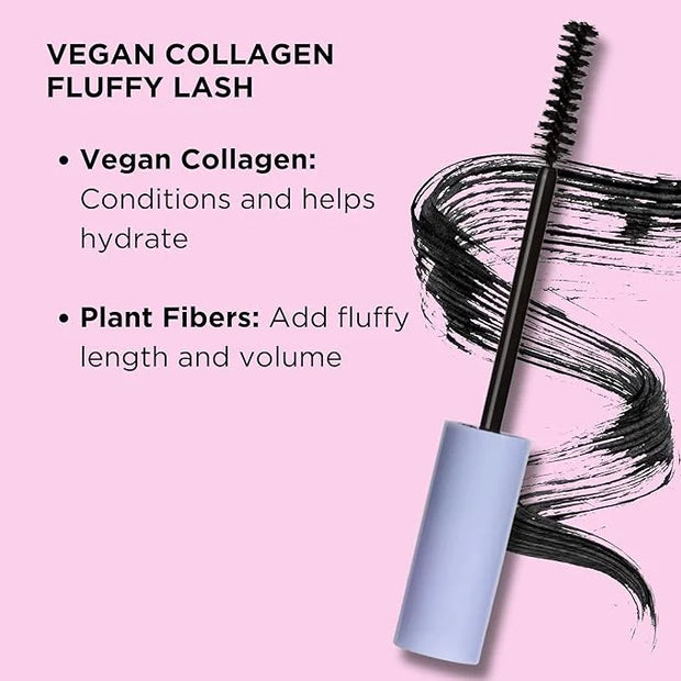 Pacifica Vegan Collagen Fluffy Lash Mascara – Black Thickening & Lengthening Mascara with Plant Fibers, Full Fluffy Lashes...