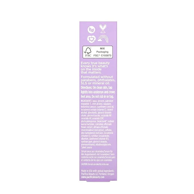 Pacifica Vegan Ceramide Barrier Eye Cream – Hydrating Under Eye Moisturizer for Dry, Sensitive Skin, Fragrance-Free Treatm...