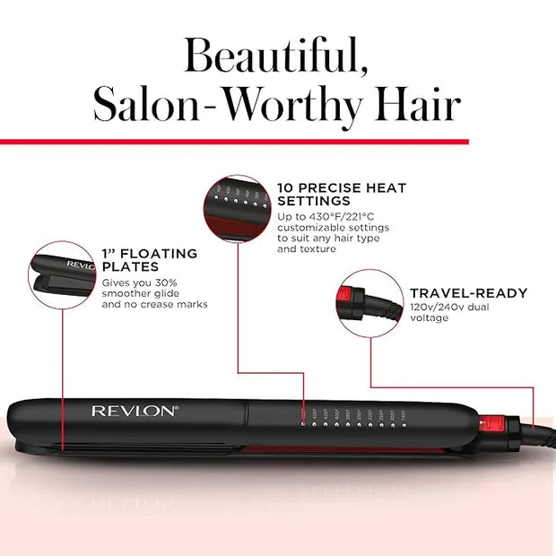 REVLON SmoothStay Coconut Oil Infused Hair Straightener - Flat Iron Hair Straightener for Sleek Straight Hairstyles, Enhan...