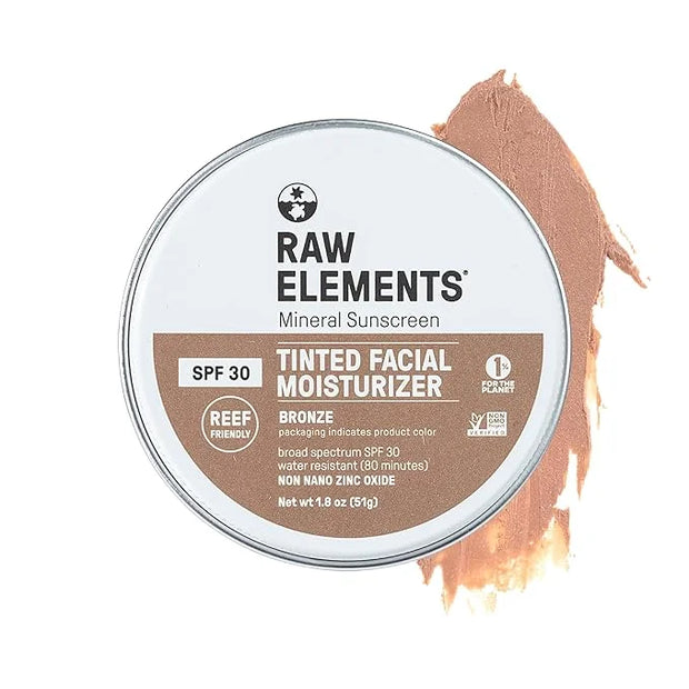Raw Element Ultra-Moisturizing Tinted Face Cream, Non Toxic Mineral Face Sunscreen, Daily Tinted Moisturizer, Non-Nano Zin...