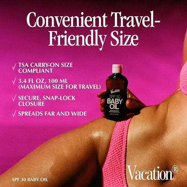 Vacation Baby Oil SPF 30 + Air Freshener Bundle, Broad Spectrum SPF 30 Sunscreen Oil, Vegan Suntan Oil with Broad Spectrum...