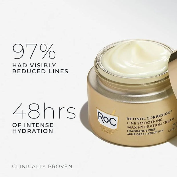 RoC Retinol Correxion Max Hydration Anti-Aging Daily Face Moisturizer with Hyaluronic Acid, Fragrance-Free, Oil Free Skin ...