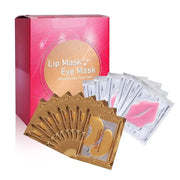 MEICOLY Lip and Eye Mask Sheet Moisturizing Gold Under Eye Mask Gel Crystal Collagen Anti-Aging Eye Patches Dark Circle Re...