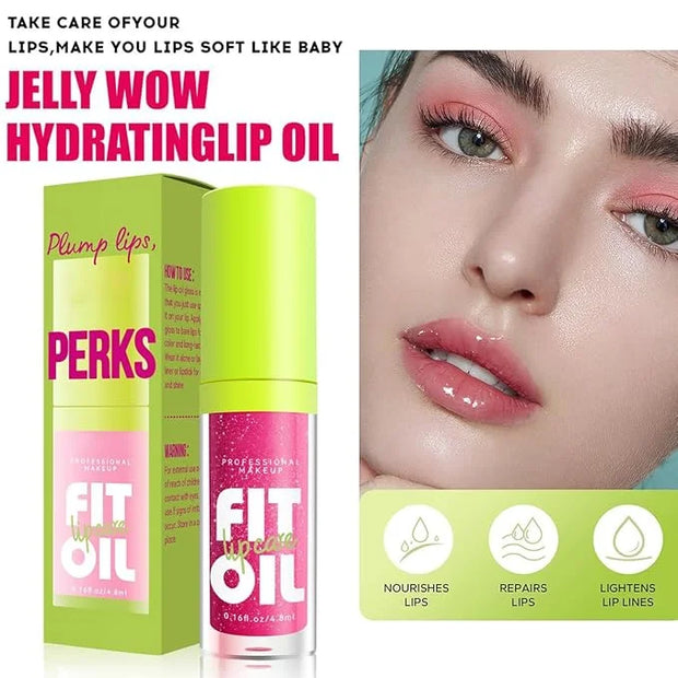 Hydrating Lip Oil, Big Brush Head Lip Glaze Shiny Transparent Lip Glow Oil, Nourishing & Fresh Clear Smooth Lip Care Plump...