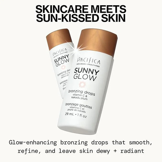 Pacifica Sunny Glow Liquid Face Bronzer Drops - Face Makeup Bronzing For Face & Cheeks for Instant Sun-Kissed Glow - Vitam...