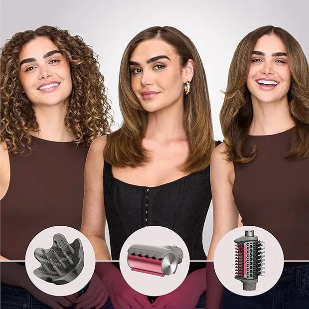 Shark FlexFusion Hair Dryer with Fusion Hair Brush, Diffuser, Ceramic Air Styler with Auto-Wrap Hair Curlers, Ceramic Plat...