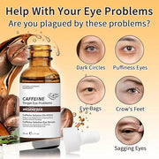 Caffeine Solution 5% + EGCG, Caffeine Eye Serum For Moisturizing, Targets Dark Circles & Puffiness, 2 PCS Natural Under Ey...