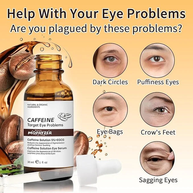 Caffeine Solution 5% + EGCG, Caffeine Eye Serum For Moisturizing, Targets Dark Circles & Puffiness, 2 PCS Natural Under Ey...