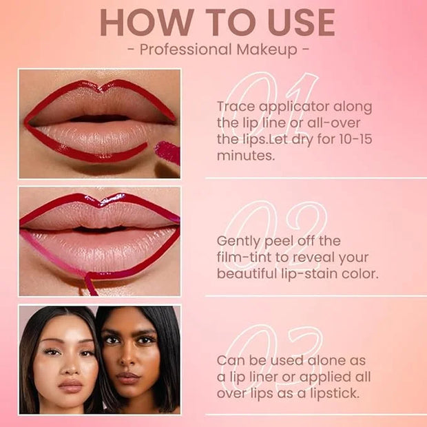 Matte Lip Gloss Stain-Peel Off Lip Liner Tattoo, Delicate Pink Lip Tint，Long Lasting Peel Off Lip Stain, Waterproof Transf...