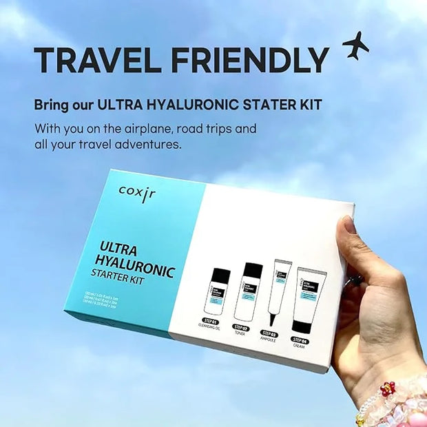 coxir Ultra HYALURONIC Starter KIT/Cleansing Oil+Toner+ampoule+Cream tralvel kit/[2.68 fl.oz (Pack of 1)] / Korean Skin Ca...