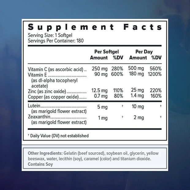 Focus Select AREDS2 Based Eye Vitamin-Mineral Supplement - AREDS2 Based Supplement for Eyes (180 ct. 90 Day Supply) - ARED...