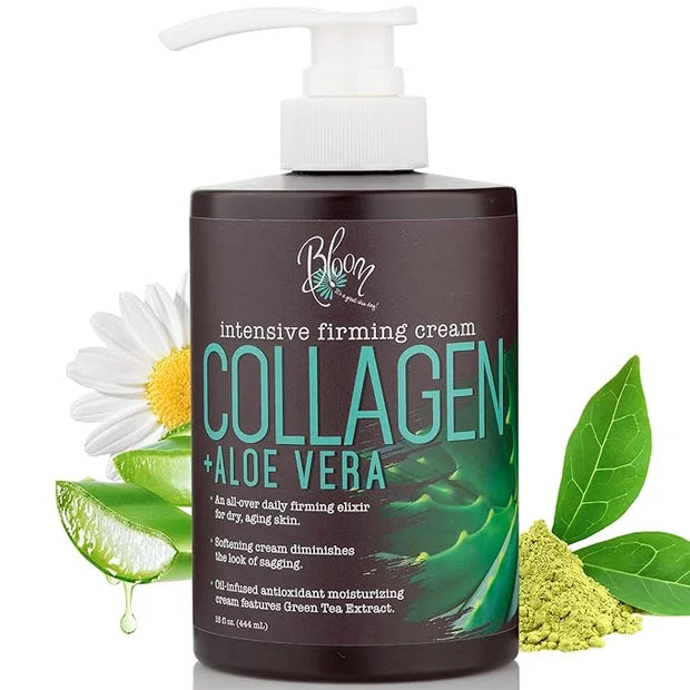 BLOOM IT'S A GREAT SKIN DAY! Collagen Cream + Aloe Vera Moisturizer Body Lotion & Face Cream | Dry Skin Rescue | Skin Tigh...