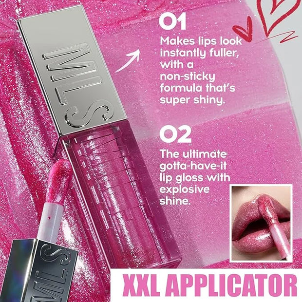 3 PCS High Shine Glitter Lipglossey,Diamond Glitter Lip Gloss Long Lasting Moisturizing Lip Gloss Non-sticky Glossy Glitte...